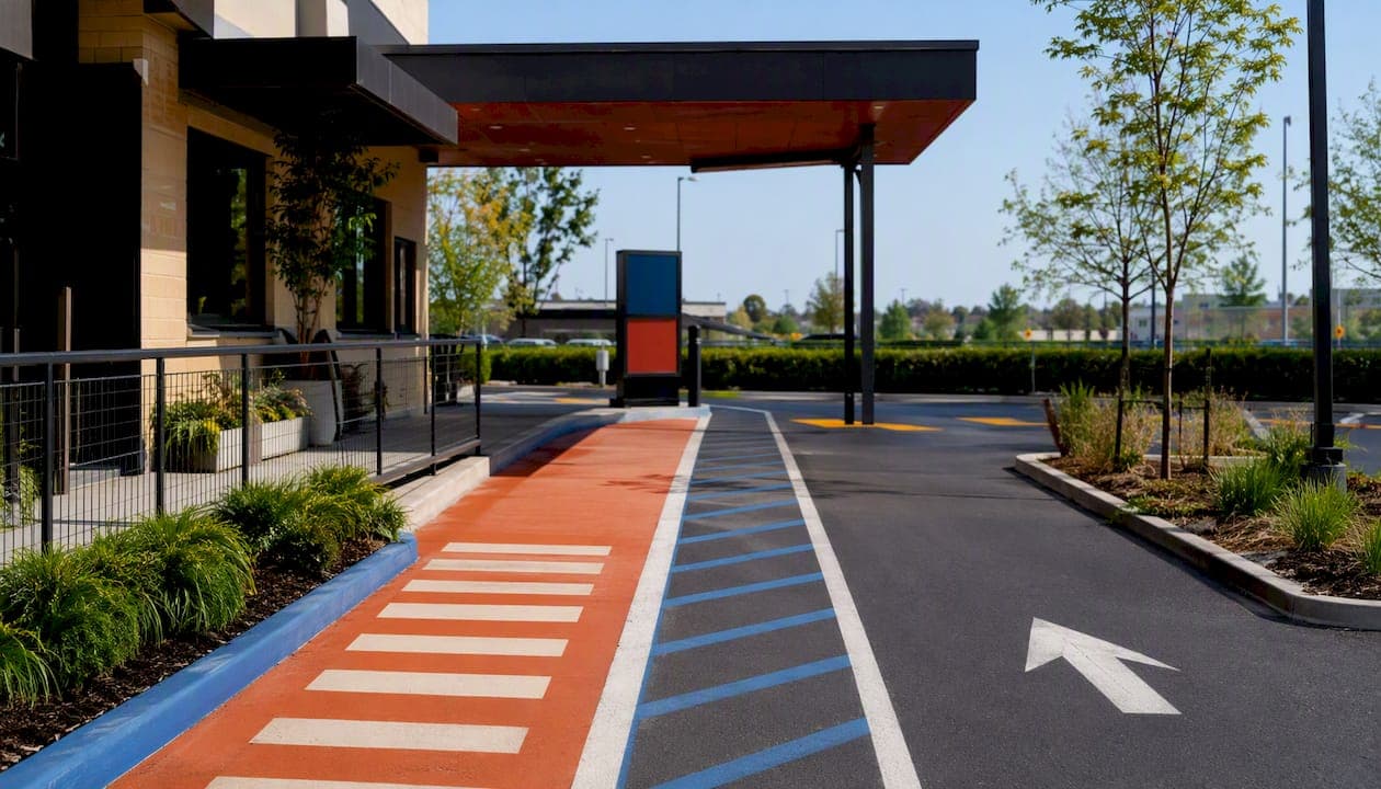 Marked curbside lane and pedestrian safety path