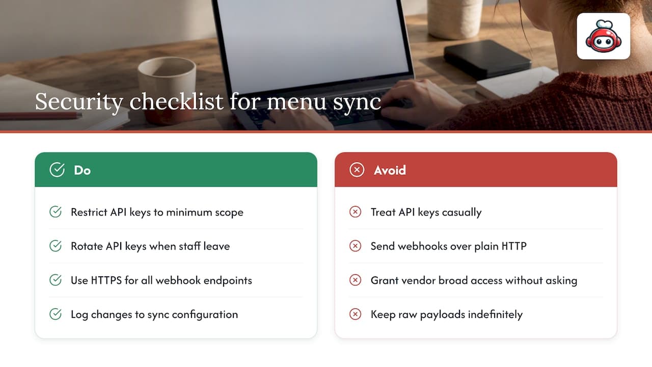 Security and privacy considerations when syncing menu data — overview diagram