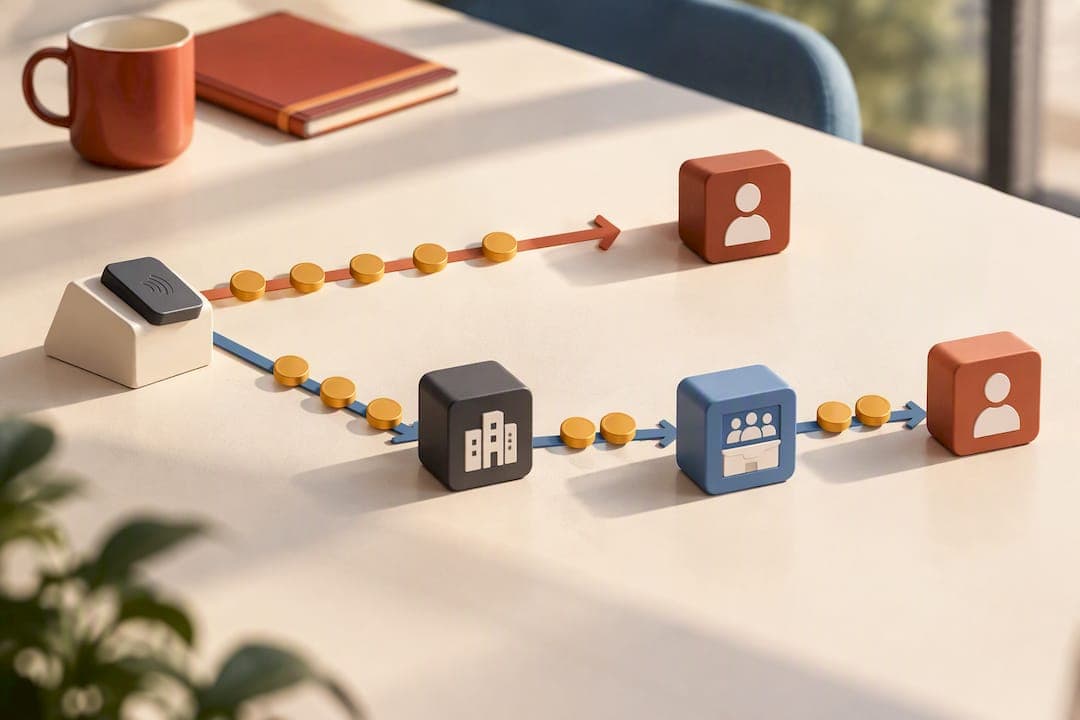 Illustration of direct and employer tip routes