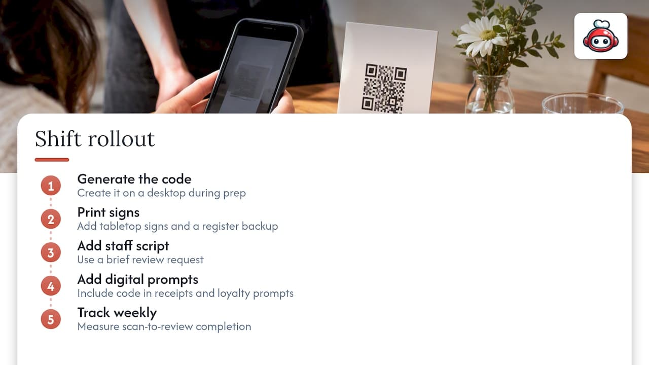 Restaurant review QR code rollout steps