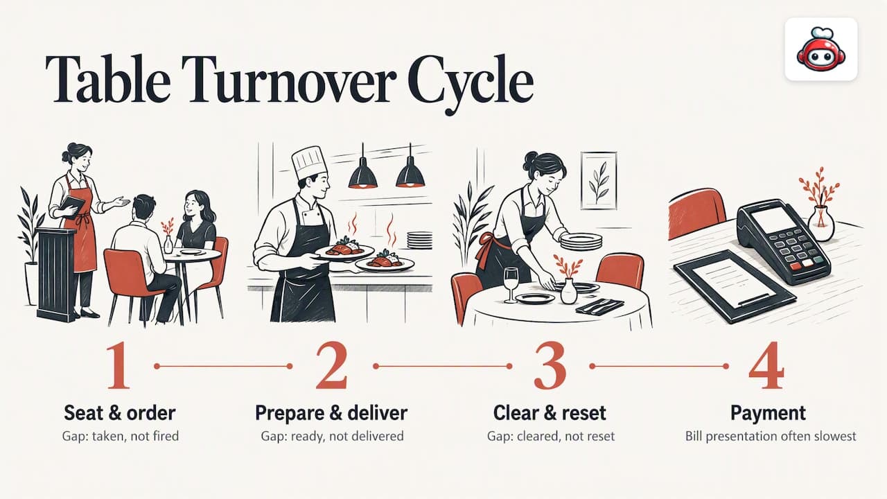 Restaurant table cycle and possible delay points