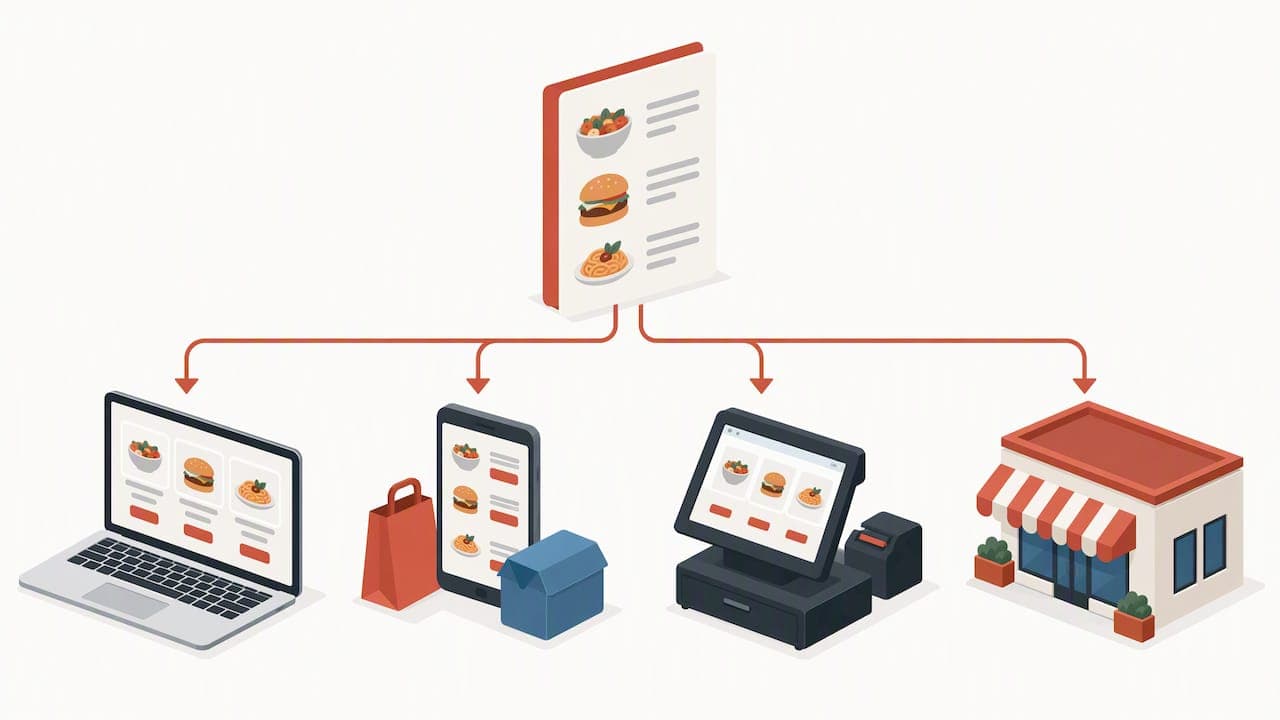 One menu source feeding restaurant systems