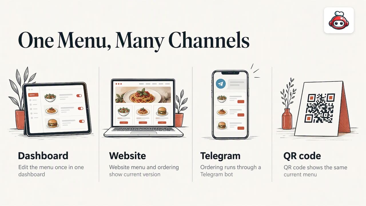 One menu update shared across four channels